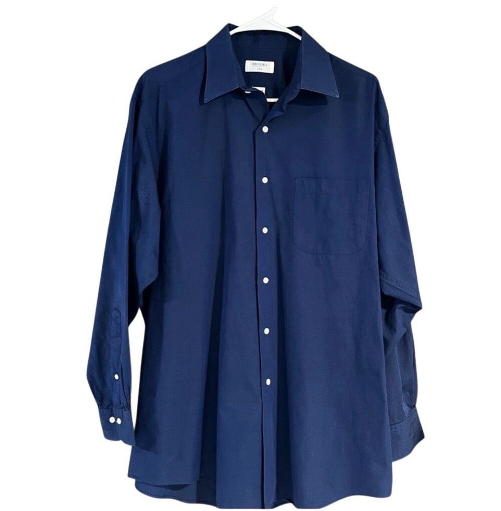 Brooks Brothers navy 100% cotton button down dress shirt - 16
